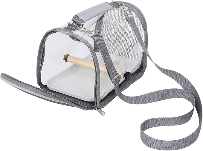 Small Bird Travel Cage Carrier Portable Parrot Carrier Bag with Breathable Mesh Small Gray Travel Cage for Budgie Conure Outdoor Transport