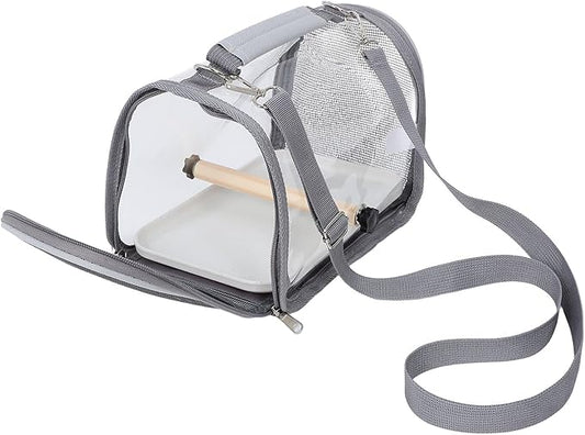 Small Bird Travel Cage Carrier Portable Parrot Carrier Bag with Breathable Mesh Small Gray Travel Cage for Budgie Conure Outdoor Transport