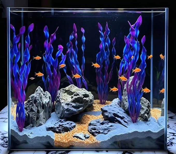 10 Pcs Artificial Aquarium Plants, Plastic Aquatic Plant Decor for Fish Tank, Stream Tank, Aquarium Landscape Decoration (30cmhd-Purple)