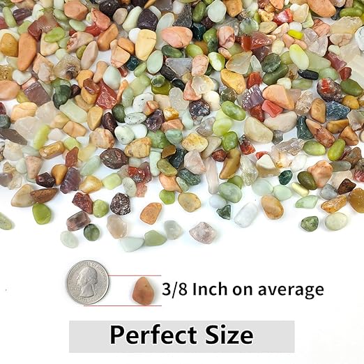 YISZM 10LB Succulent and Cactus Colorful Pebbles, 3/8 Inch Natural Decorative Polished Stones, River Rocks for Indoor Plants, Vases, Planters and Outdoor Gardening