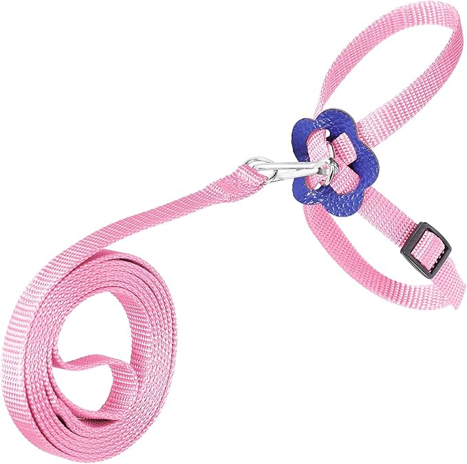 Bird Harness and Leash, 120cm Pet Parrots Adjustable Nylon Anti‑Bite Training Rope for Outdoor Flying Parrot Harness Leash Training Supplies for Parrots Alexandrine, Scarlet, Keck, Mini Macaw(Pink)