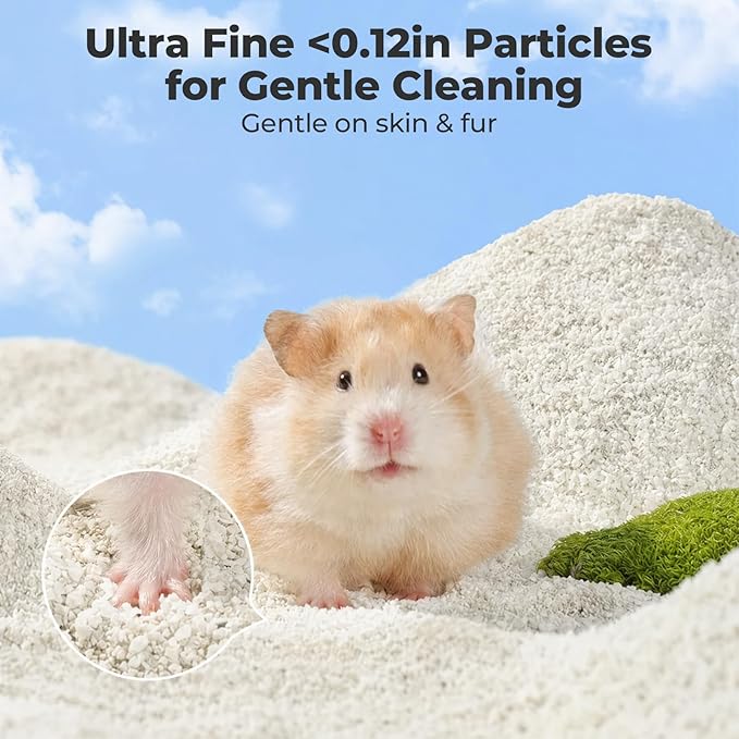 mini&moe Hamster Sand Bath - Odor Control Bathing Sand Ultra Fine <3mm Particles Non-Stick Clumping, Fragrance Release, Dual-Use Bath & Litter for Small Pets, Parrots, Gerbils, Chinchillas