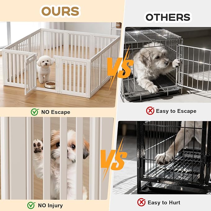 Dog Playpen, Clear Dog Pen, Dog Pen Indoor, Easy to Install and Remove Dog Play Pen, Puppy Playpen Suitable for Dogs, Cats,Dog Playpen Indoor (White, 30.3 inch Height, 12 Panels)