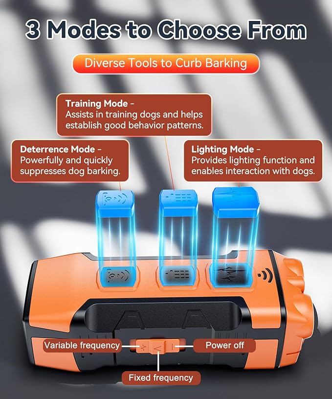 Dog Bark Deterrent Devices, Variable Frequency Ultrasonic to Stop Barking Neighbors Dog, Anti Barking Device for Dogs Training Safe & Effective Pet Corrector to Stop Digging, Fight, Bad Behavior