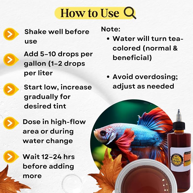 SCOTTY'S BUGS Natural Leaf Tannin Extract for Blackwater Aquariums – Betta Fish Water Conditioner | Tannins for Aquarium | 9 FL OZ