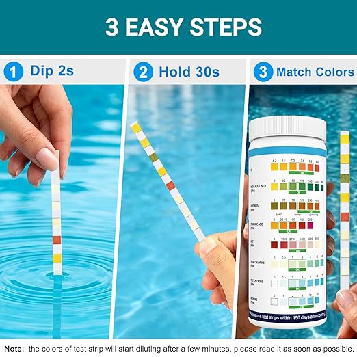 9 in 1 Pool Test Strips, 120 Total Strips, 100 8-Way Water Test Strips + 20 Copper Test Strips, Test pH, Salt, Hardness, Bromine, Alkalinity, Chlorine, Chlorine, Cyanuric Acid and Copper
