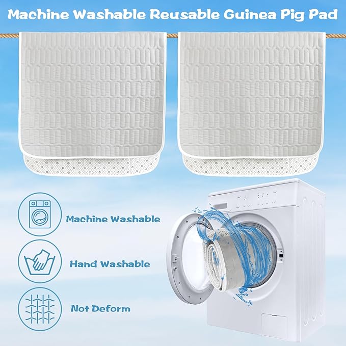 UPINS 2-Piece Guinea Pig Pee Pads, 47 X24 Inches Guinea Pig Cage Liner Reusable Guinea Pig Mat for Small Animals Hamster Rabbit Squirrel