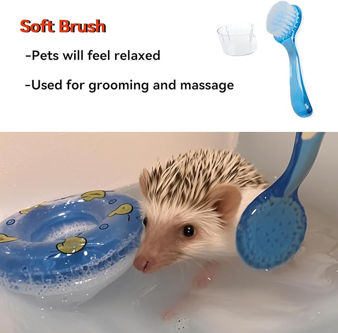 JSLZF Hedgehog Bath Supplies Grooming Kit: Foldable Bathtub, Nail Clippers, Bathing Brushes, Towel for Hedgehog Small Pets like Guinea Pigs