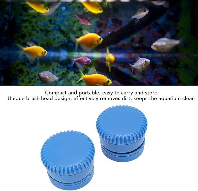 Pssopp 2Pcs Magnet Algaes Scraper, No Scratch Magnetic Fish Glass Cleaner Mini Scrubber Tool for Aquarium Glass Accessories