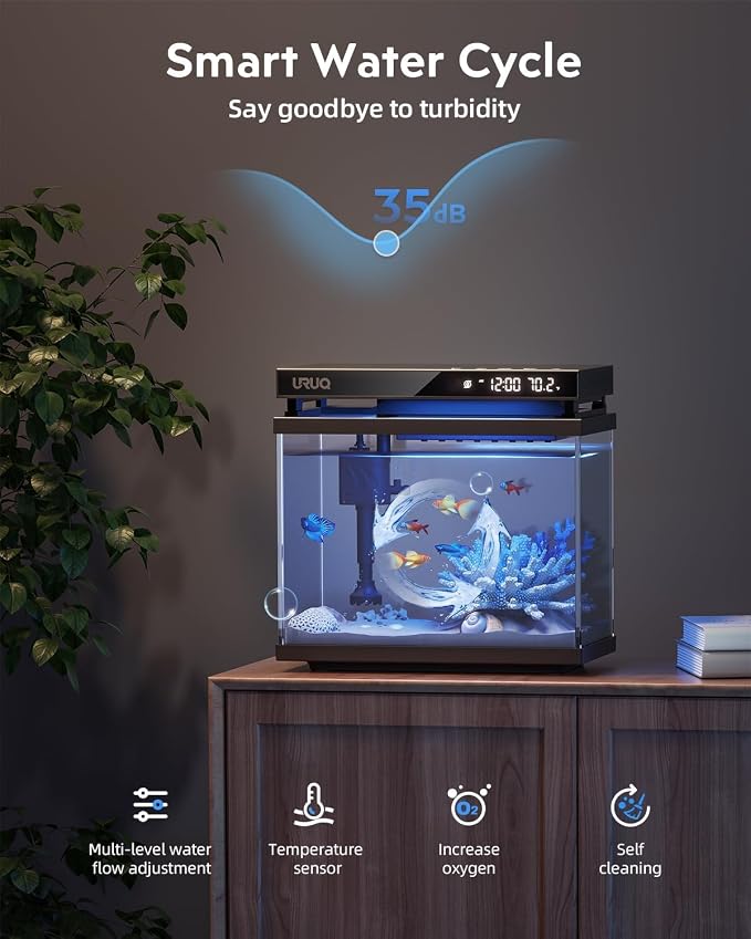 2 Gal Fish Tank Betta Aquarium Kit Black & 4-Box Bio Filter Media Module