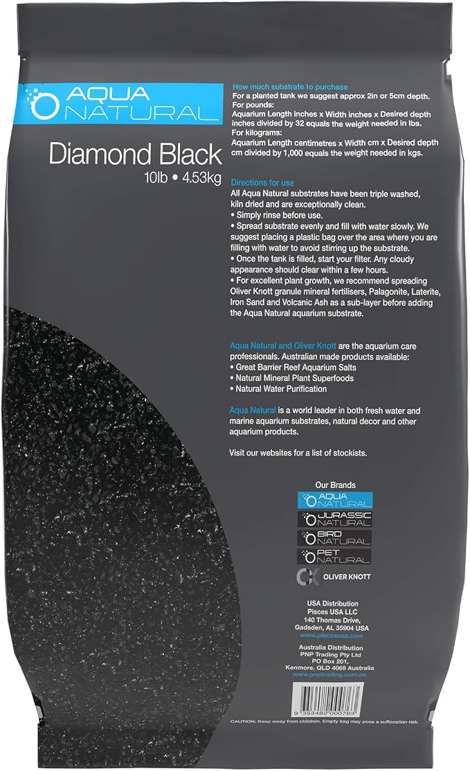 Aqua Natural Diamond Black 10lb,Premium Gravel and Substrate for Aquariums,Fish Tanks and terrariums,1-2mm,(Pack of 4)