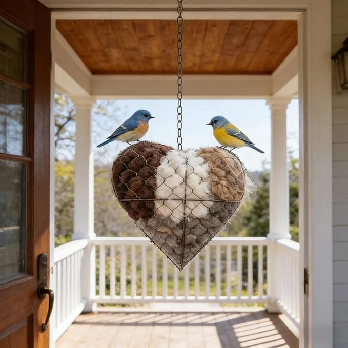 Handmade Fiber Bird Nesting Heart Build Birdhouse Wool Material Balls for Wild Birds