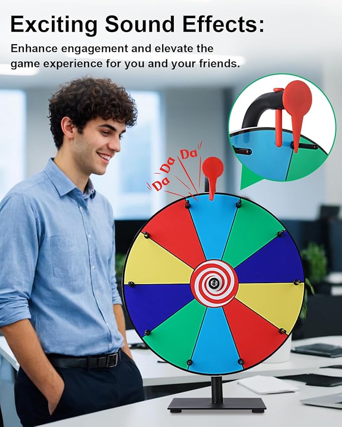 12 Inch Spinning Wheel for Prizes, Spinning Wheel for Prizes, 10 Slots Spinner with Stand, Spin The Game for Parties, and Classroom Activities