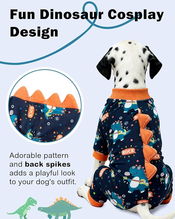 CuteBone Dinosaur Costume Dog Pajamas, Stretchy Spandex Crystal Velvet Sleepwear Coat for Small Dogs, Soft & Warm Pet Outfit Clothes for Cold Weather, Cozy Pullover Design COSP19XS