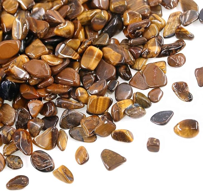 WAYBER Natural Crushed Golden Tiger's Eye Quartz Decorative Pebbles, 2 Lbs | Toxin-free, Colorfast, Great for Reiki Healing, DIY Crafts, Vase Filler, Aquarium Landscaping & Planter Décor