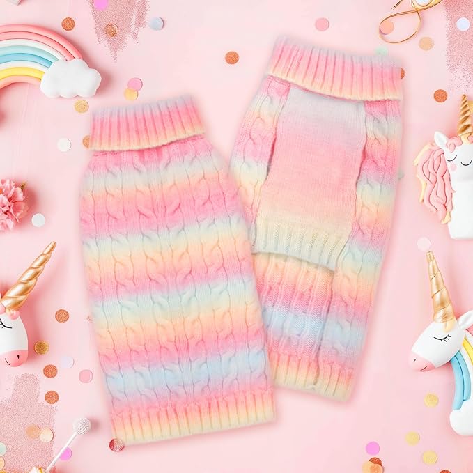 Dog Sweaters for Small Dogs Girls Cute Pink Gradient Puppy Cat Sweaters Soft Warm Knitwear Turtleneck Pullover Small Dog Sweater Clothes Chihuahua Yorkie Maltese Dachshund Outfits