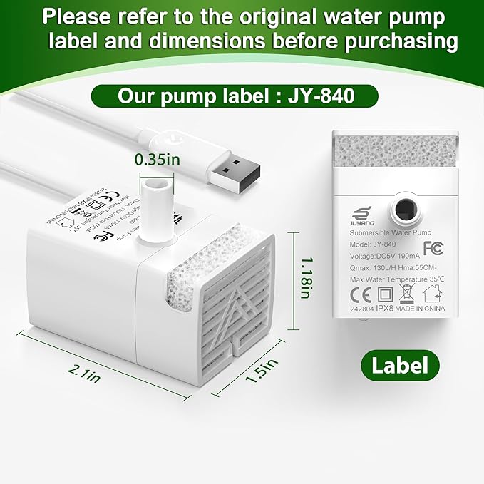 Cat Water Fountain,74oz/2.2L Cat Fountain Stainless Steel for Drinking Indoor,Ultra Quiet Pet Water Dispenser for Cat& Small Animals (cat Water Fountain Pump)