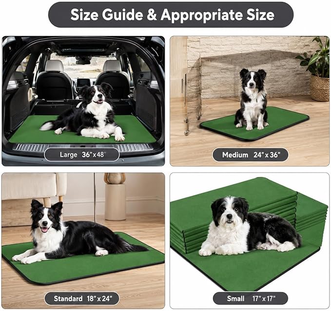 2 Pack Washable Pee Pads for Dogs 36"x51", Reusable Training Puppypads Absorbency Non-Slip & Leak-Proof for Pet Whelping Box Playpen Crate Sofa Bed Floors (Green)