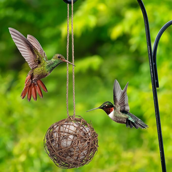 Toddmomy 2Pcs Bird Nest Material Balls Hanging Outdoor Hummingbird Nesting House 3.14In for Outside Garden and Backyard Birding