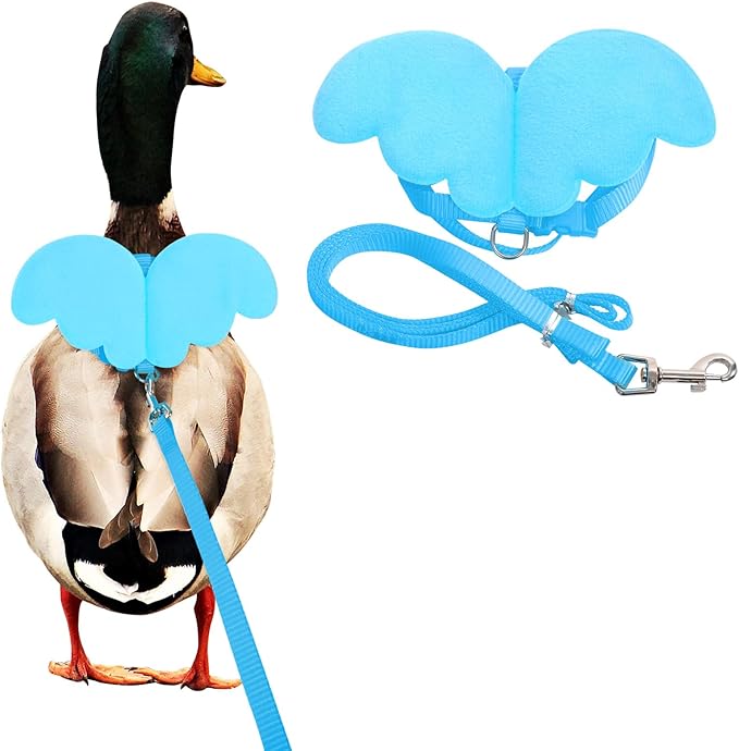 KAMA BRIDAL Duck Walking Harness and Leash Chicken Duck Outdoor Training Rope Adjustable Rope for Pet Poultry Hen Cock (S, Blue)
