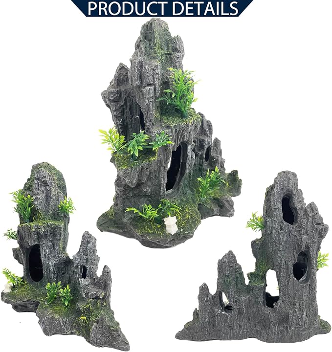 Extra Large Aquarium Decorations Large Fish Tank Rocks Hideout | xxl Aquarium Mountain View Stone plants Ornaments Thematic Ornament Aquarium Decor Tree House Cave Fish Tank Decoration