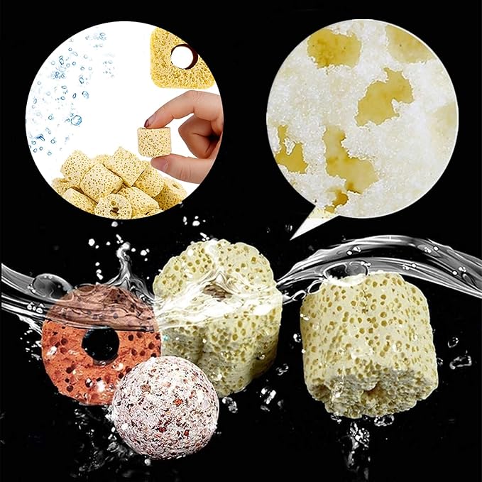 Aquarium Filter Media: 12-in-1 Bio Balls & Ceramic Rings Kit (500g) for Fish Tank or Pond - Includes Zippered Mesh Bag