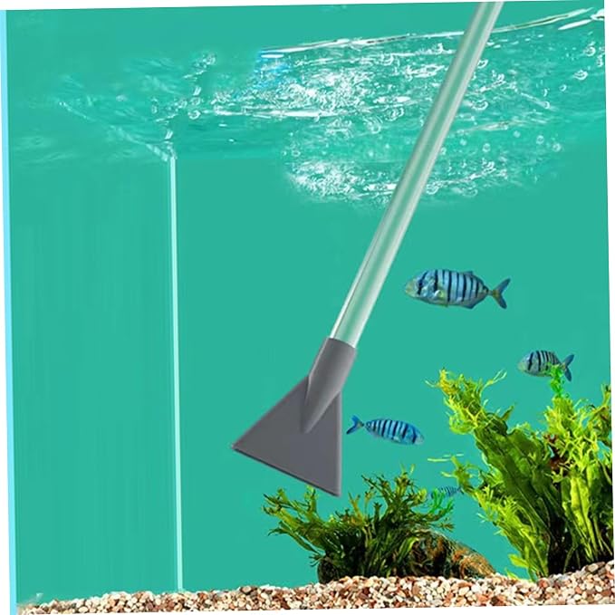 Fish Tank Vacuum Gravel Cleaner with Manual Pump – Flows Adjustable Aquarium Siphon with 3 Different Nozzles Water Changer for Home