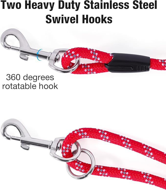 Long Dog Leash for Dog Training 50FT, Heavy Duty Dog Lead for Large Medium Small Dogs Outside Walking, Playing, Camping, or Yard,Red