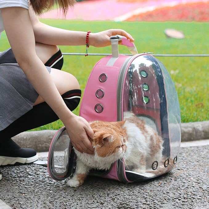 Pet Carrier Backpack Expandable for Cats and Small Dogs, Breathable Anti-Collapse Design, Airline Approved Travel Backpack for Hiking and Outdoor Use (Back Expandable-Pink)