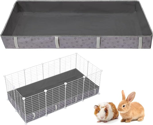 Funfurry Waterproof Guinea Pig Cage Liner,Washable Tarp Bottom Base,Cage Liners for Small Animals,Hamster Chinchilla Hedgehog Ferret Rabbit. (Dark Grey-Paw, 28" X 56")