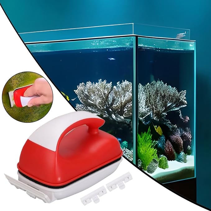 Fish Tank Glass Cleaner Magnet Effective Algae Removal Scraping Tool | Aquarium Floating Cleaning Brush for Fish Tank