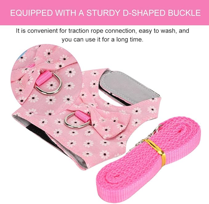 GLOGLOW Small Pet Leash Vest, Soft Fabric Rabbit Harness and Guinea Pig Carrier for Small Pets with Adjustable Straps, Great for Indoor and Outdoor Activities (L)
