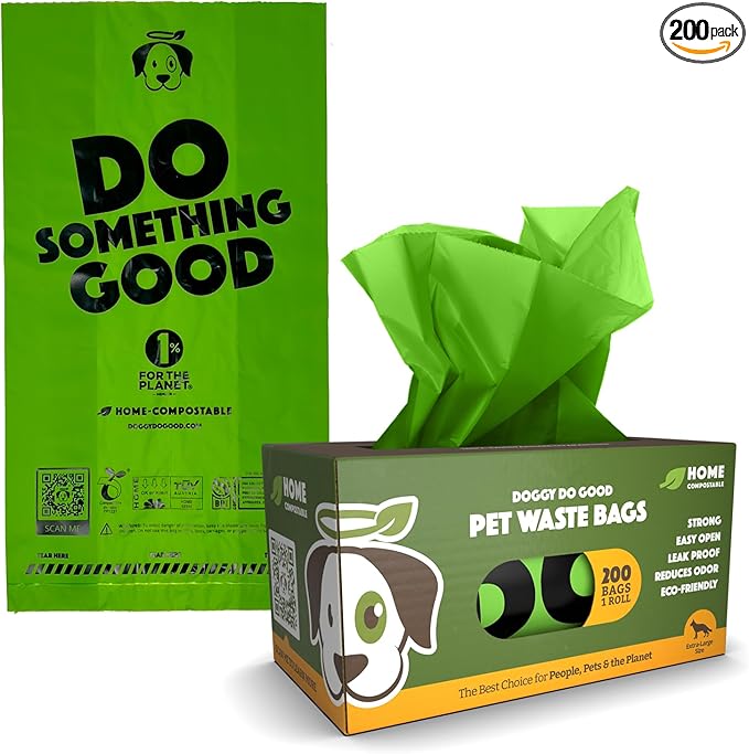 Doggy Do Good Landfill-Friendly Poop Bags | Dog Waste Bags Made with 50% Recycled Plastic + 15% Biobased Material | Unscented, Thick, Leak-Proof, Easy Open | Standard Size | 200 Count Grab & Go
