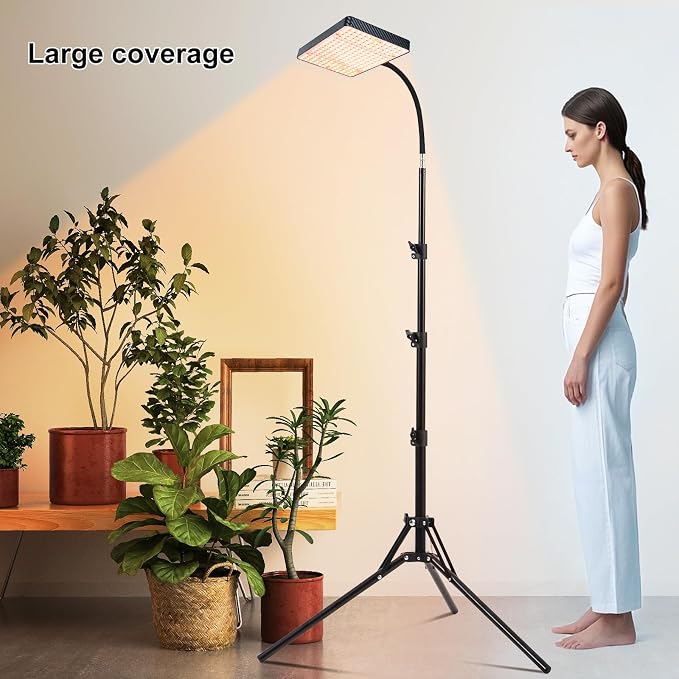 FECiDA Smart Control Grow Lights for Indoor Plants with Stand and Timer | 25 Watt Power Draw, Super Bright, UV-IR Full Spectrum, 5-Mode Timer 4/8/12/16/20H, 24"-64" Height Adjustable