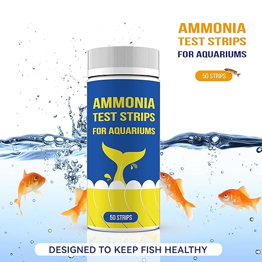 Ammonia Fish Tank Test Strips(50 Count)-Monitor Aquariums and aquaculture Ponds Water Quality for Saltwater & Freshwater