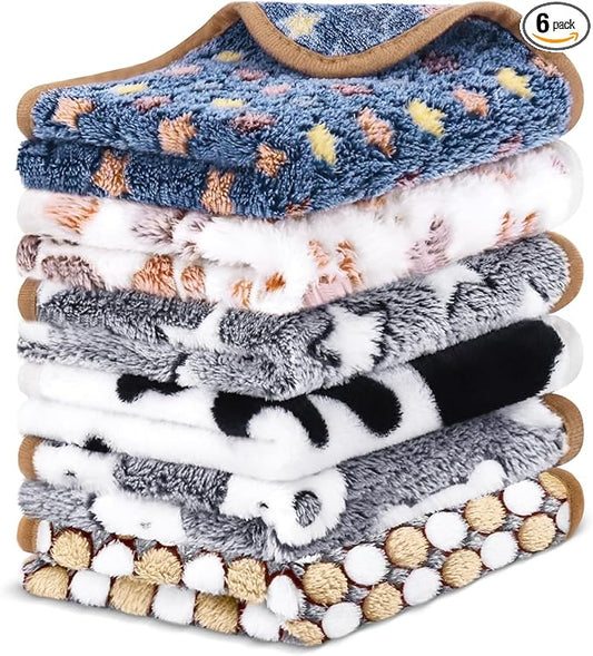 Eilyliafe 6 Pcs Guinea Pig Blankets Bedding Small Animal Cage Liners Sleep Mat Absorbent Reusable Pet Pee Bedding Pad Cover for Hamster Ferret Chinchilla Rabbit Hedgehog (14 x 28 Inch)