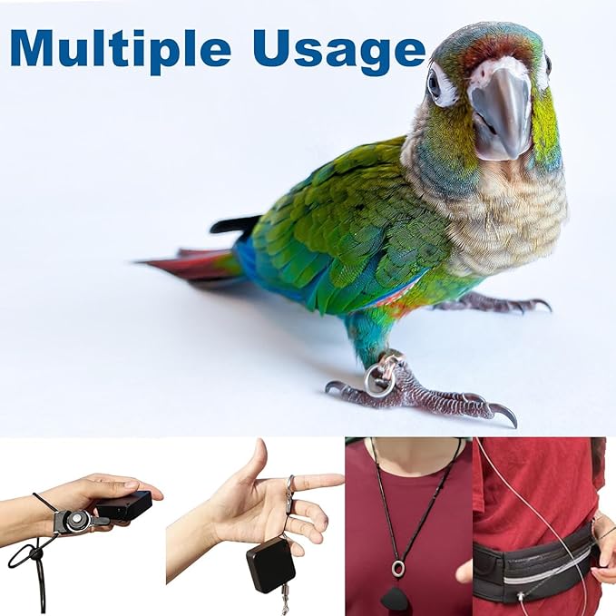 Hands-Free Bird Harnesses Suitable for Cycling and Driving Outdoors and Belts self-retracting Fanny Pack Bird Leash suirtable for Parrots Conures Cockatiels