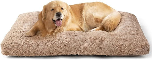 EHEYCIGA Washable XL Dog Bed for Crate 41x27 Inch, Kennel Pad for Extra Large Dogs Up to 65 lbs, Plush and Comfy Pet Sleeping Mat, Camel
