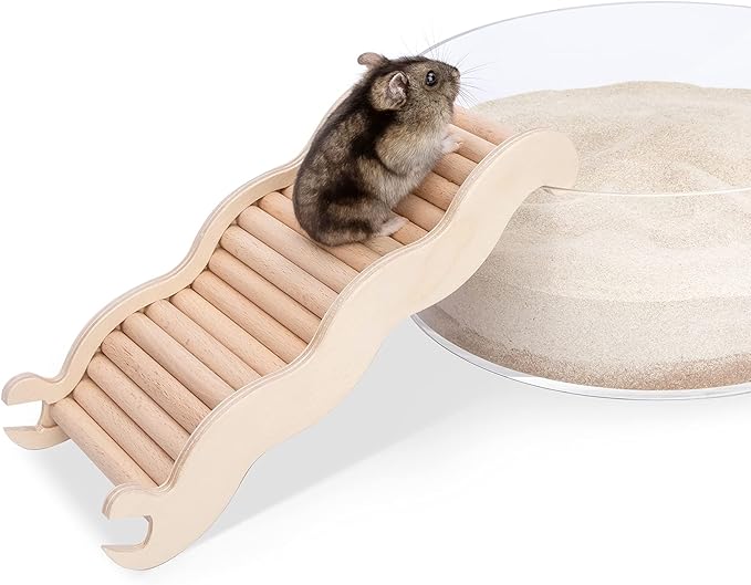 Niteangel Hamster Climbing Toy Wooden Ladder Bridge for Hamsters Gerbils Mice and Small Animals (Medium - 8.26'' L)