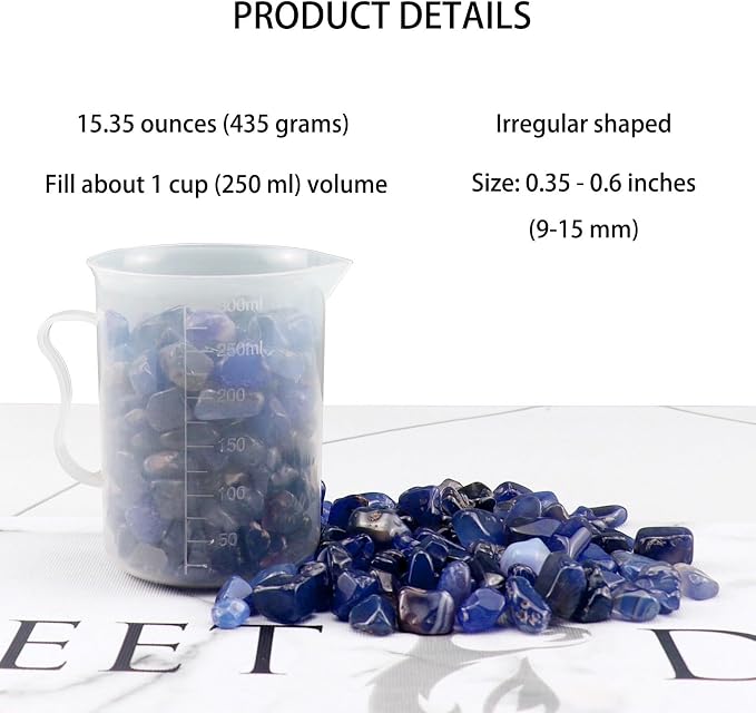 Aquarium Gravel 0.96LB Vase Filler Home Decor Fish Tank Crushed Stones Natural Pebbles Succulent Rocks Polished Irregular Shaped Bulk - Blue