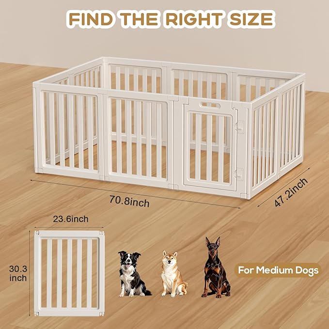 Dog Playpen, Clear Dog Pen, Dog Pen Indoor, Easy to Install and Remove Dog Play Pen, Puppy Playpen Suitable for Dogs, Cats,Dog Playpen Indoor (White, 30.3 inch Height, 10 Panels)