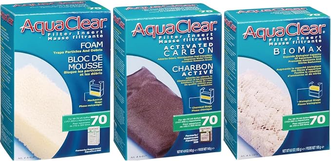 AquaClear Fluval 70 Maintenance Kit Hang on Back Aquarium Filter Aqua Clear AC70 Carbon Foam Biomax