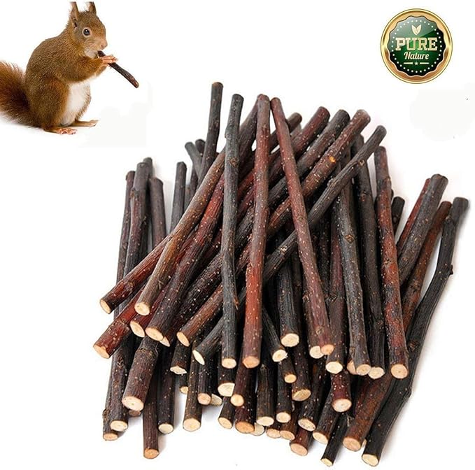 Organic Apple Sticks for Rabbits Wood Tree Branches Pet Snacks Chew Toys Branch for Guinea Pigs Chinchilla Squirrel Bunny Hamster Small Animals Teeth Grinding