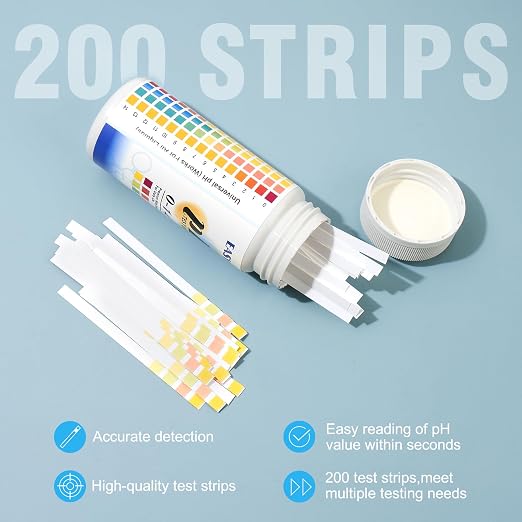 200pcs pH Test Strips (0-14) - Highly Accurate Litmus Paper for Testing Urine, Saliva, Drinking Water, Aquariums, Pools, Labs, Food, and Soap Making