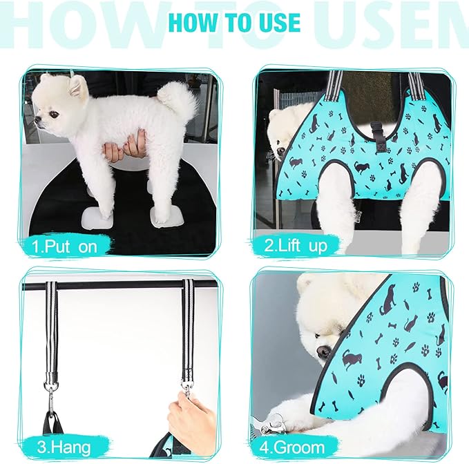 ATESON Dog Grooming Hammock - Pet Harness for Grooming, Dog Sling for Nail Clipping, Dog Hanging Holder for Cutting Nails