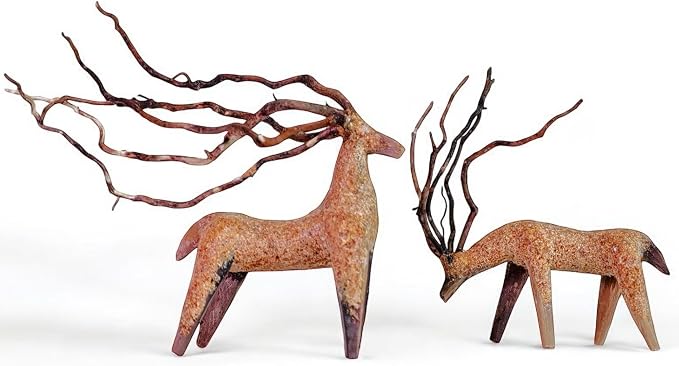 Azil Driftwood Deer Aquarium Decoration – Unique & Artistic Fish Tank & Terrarium Ornament, Safe & Eco-Friendly for Aquascaping & Reptile Habitats (Deer with Long Antlers)