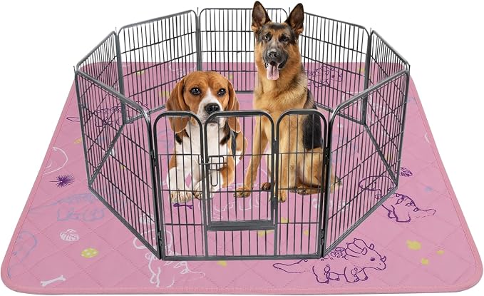 IEUUMLER Washable Pee Pads for Dogs Extra Large 71" x 71", 1 Pack Non-Slip & Waterproof Whelping Pad, Reusable Puppy Potty Training Pad for Playpen EU007 (Pink Dinosaur, 71"X71"-1pcs)