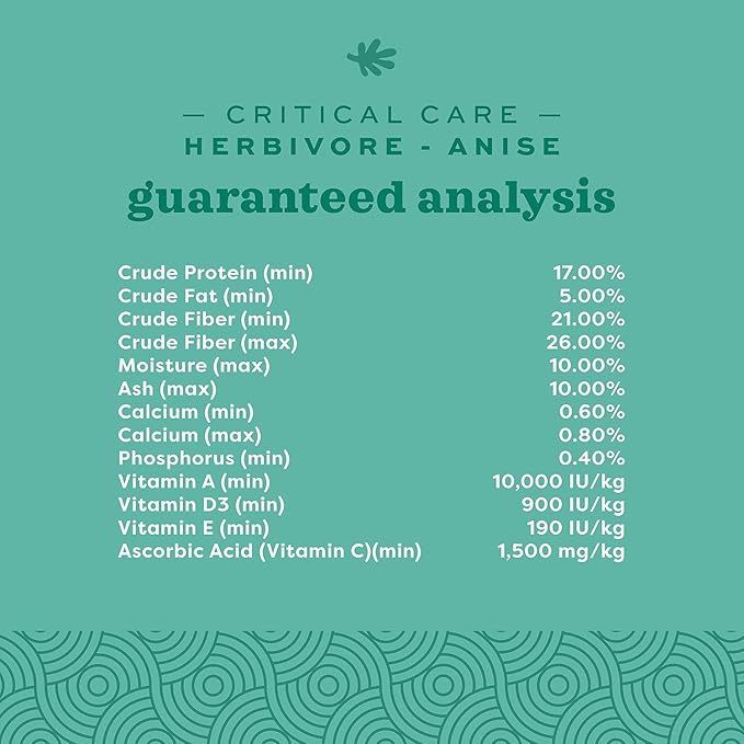 Oxbow Critical Care Herbivore Assist Feeding Formula for Rabbits & Guinea Pigs, High Fiber Timothy Hay Recovery Food, Natural Anise Flavor, Vet Recommended Emergency Nutrition, 454g 2 Pack