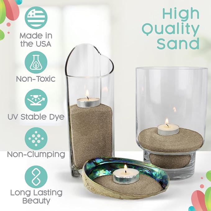 Light Chocolate Light Chocolate Unity Sand, 1 LB (16 oz), Colored Sand for Weddings, Vase Filler, Home Décor, Craft Sand, Aquarium Sand, and More