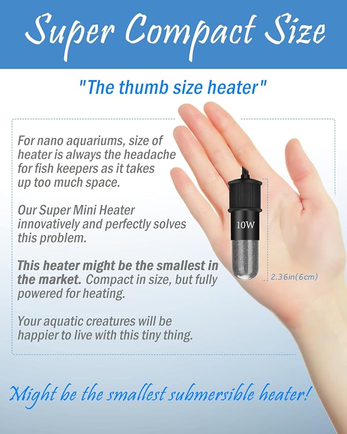 AquaMiracle Mini Aquarium Heater 30W Small Fish Tank Heater for 4-6 Gal Tanks, Digital Display Thermostat Betta Heater with Dry-Run & Overheat Protection, Memory Function